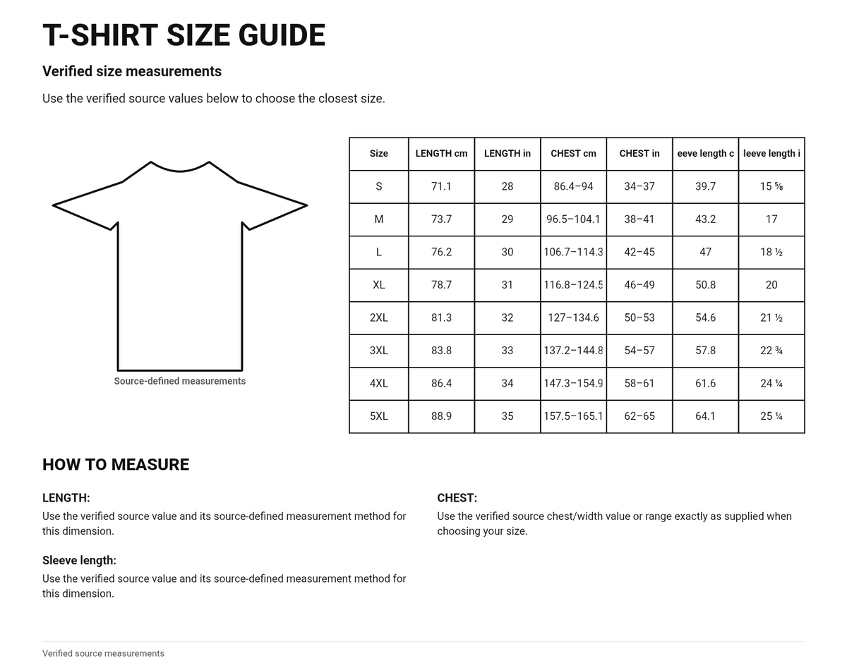 T-Shirt Size Guide