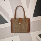 Zatchels Tan Tannery Tweed shopper bag inside view
