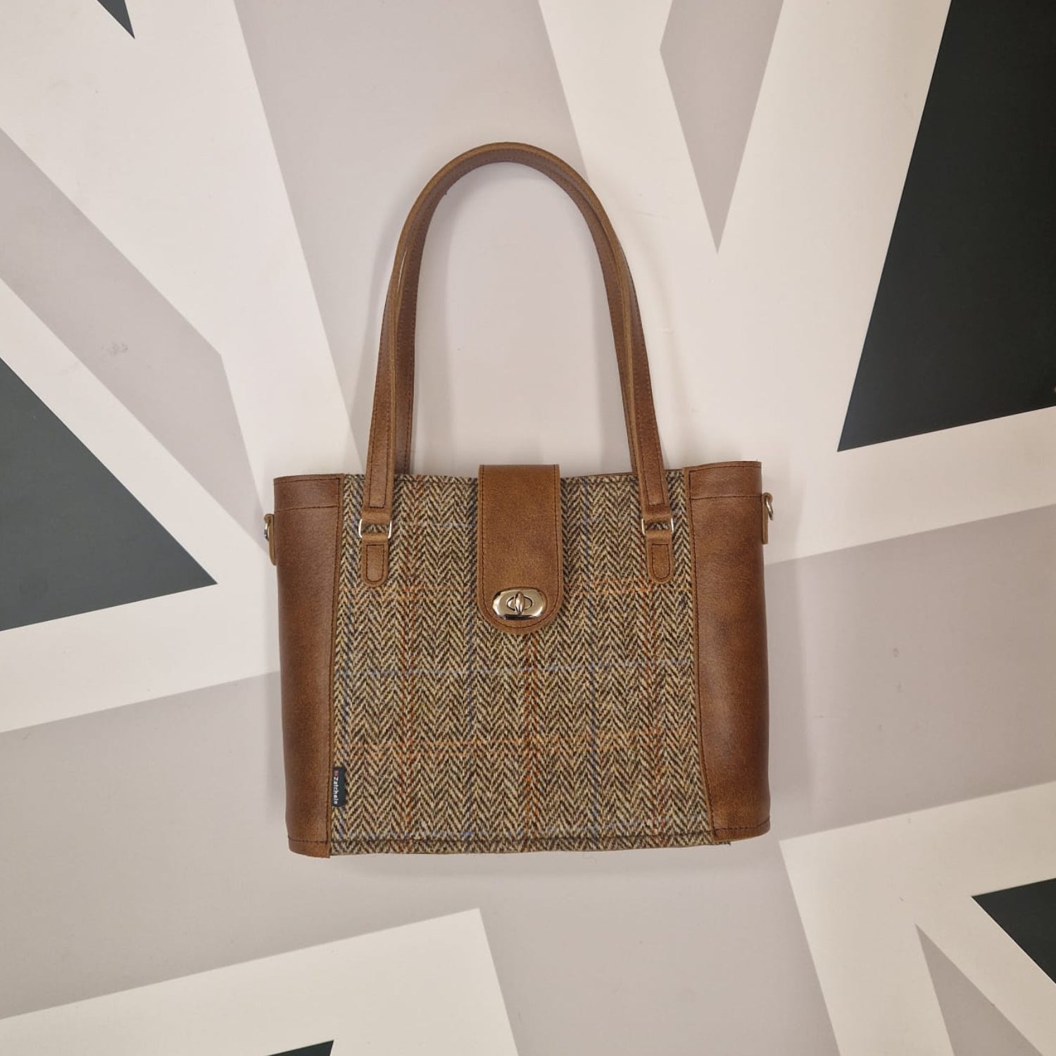 Zatchels Tan Tannery Tweed shopper bag inside view