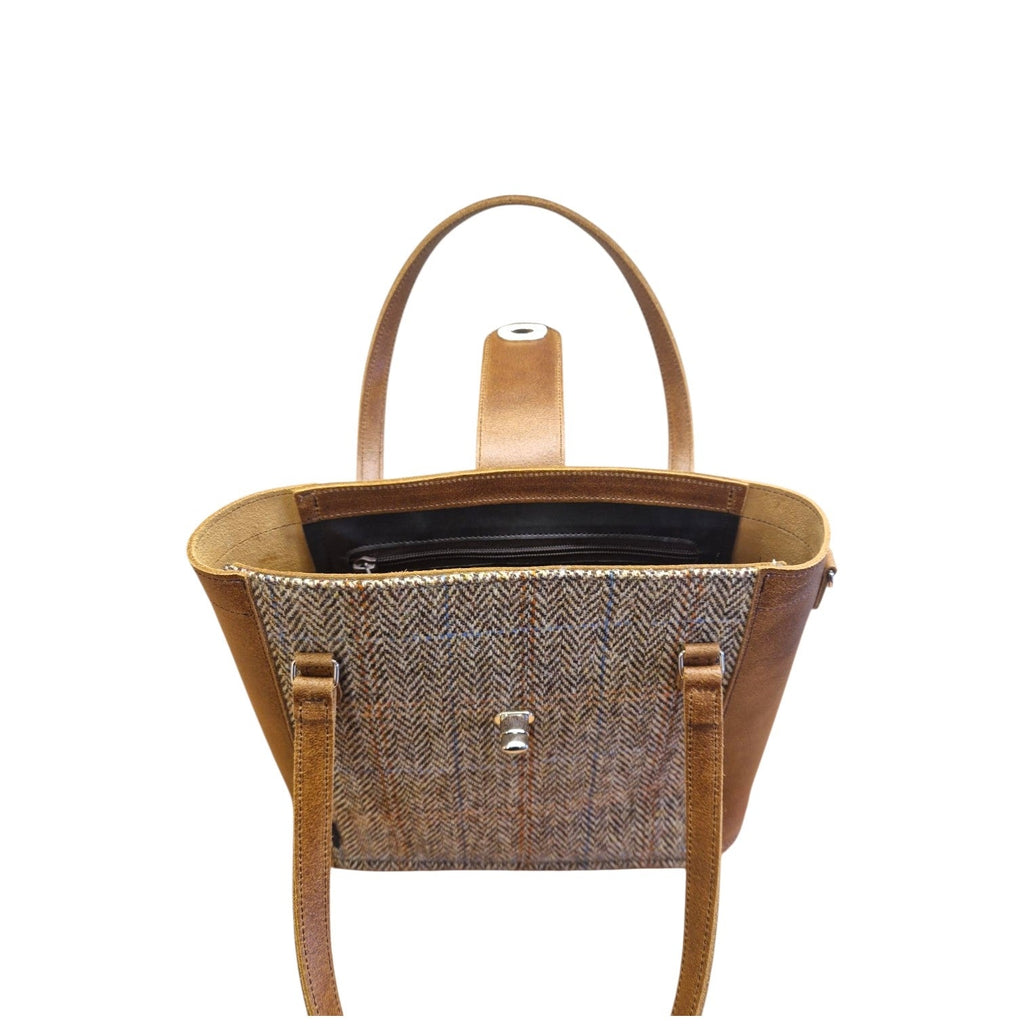 Zatchels Tan Tannery Tweed shopper bag back view