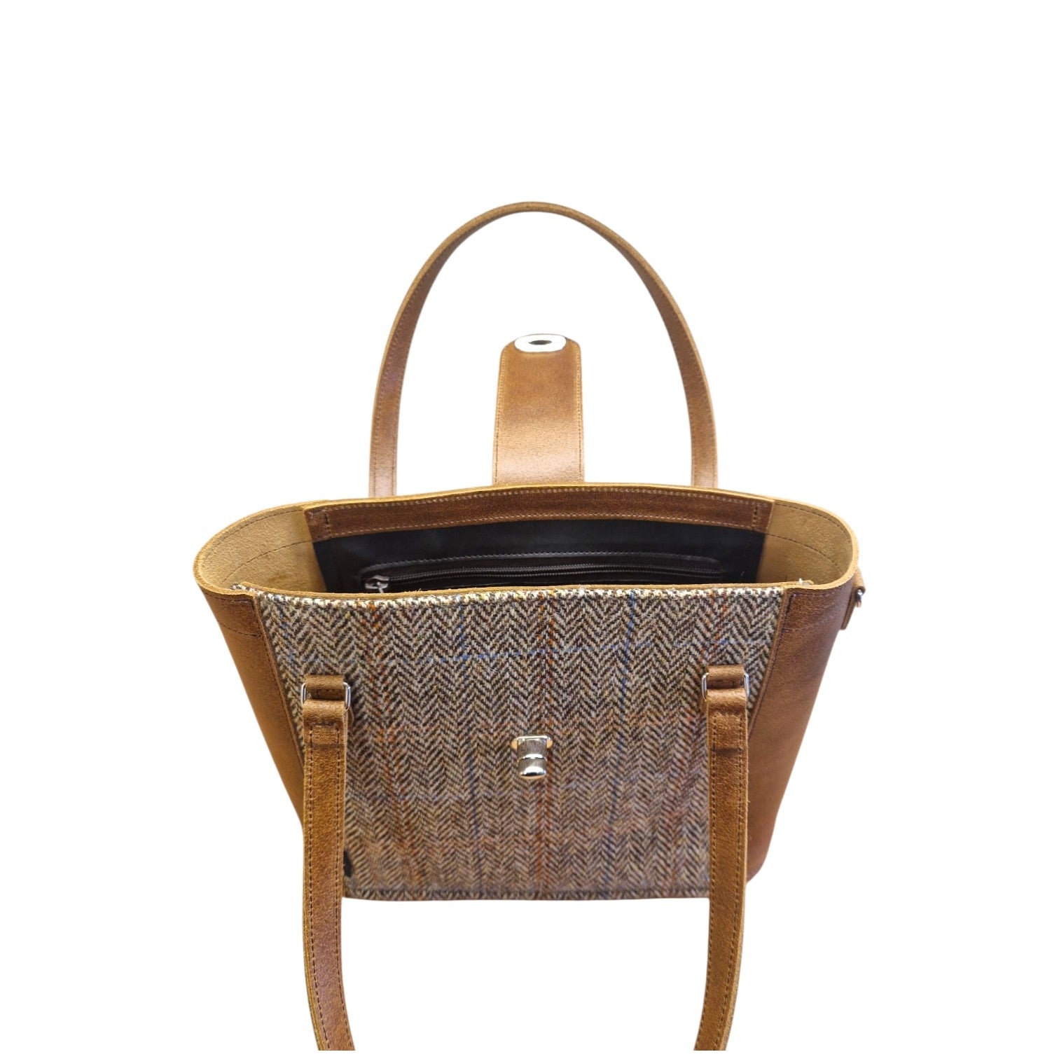 Zatchels Tan Tannery Tweed shopper bag back view