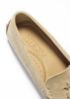 Hugs & Co Womens Tasselled Driving Loafers Taupe Suede