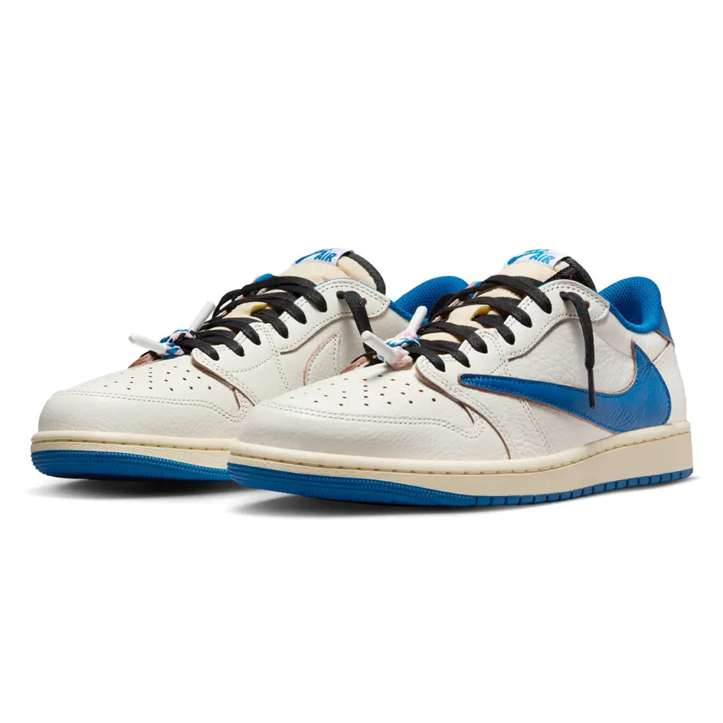 Air Jordan 1 Retro Low OG SP Travis Scott Fragment Sail Military Blue Trainers