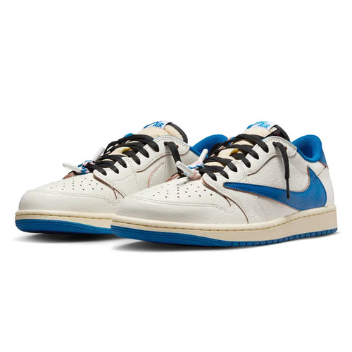Air Jordan 1 Retro Low OG SP Travis Scott Fragment Sail Military Blue Trainers