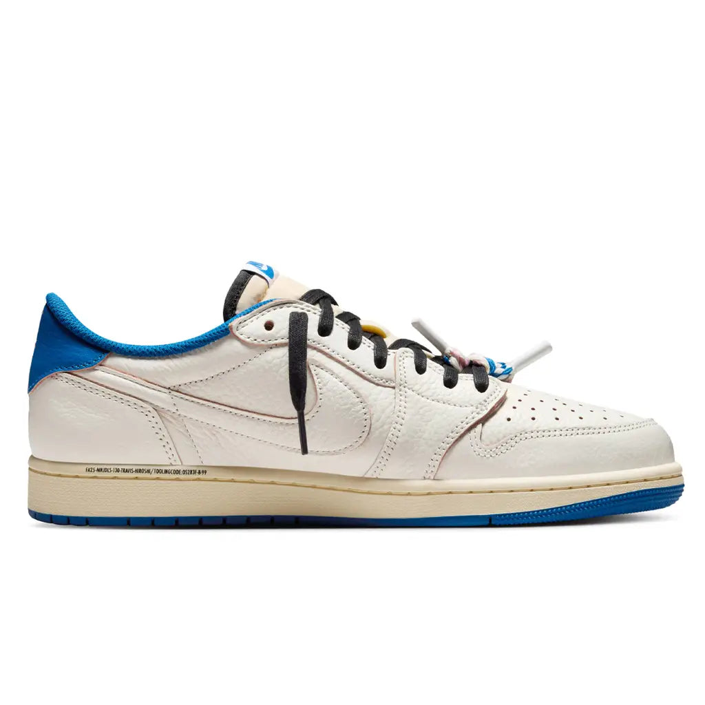 Air Jordan 1 Retro Low OG SP Travis Scott Fragment Sail Military Blue Trainers