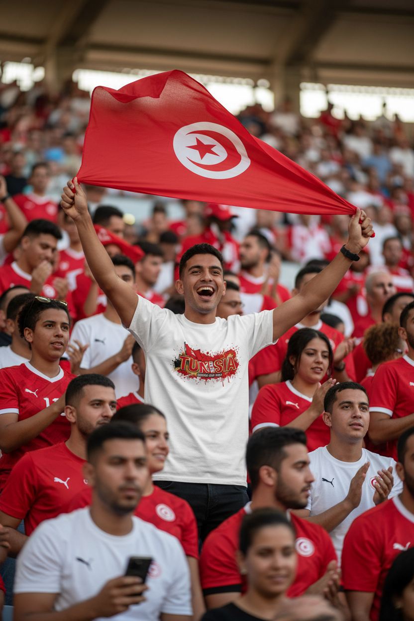 Tunisia World Cup 2026 T-Shirt - Bold Graffiti Flag Design by StayClothed.com