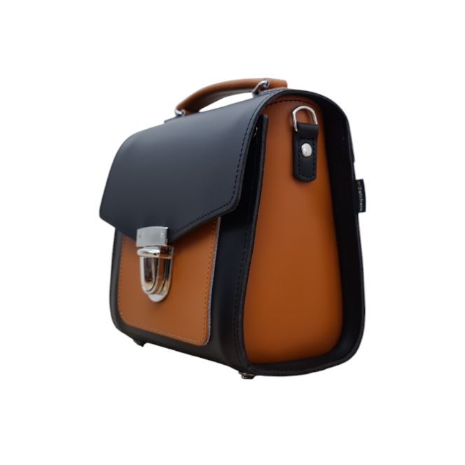 Zatchels two tone Sugarcube handbag side view