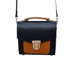 Zatchels black burnt orange Sugarcube handbag open view