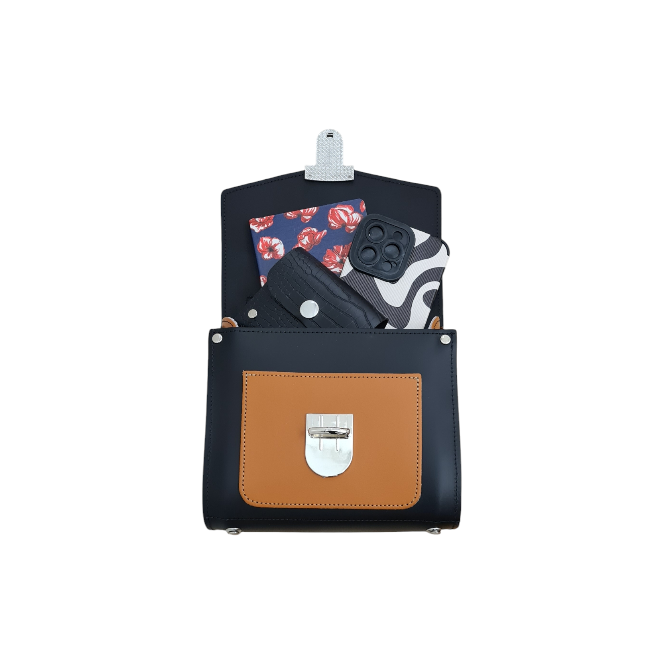 Zatchels two tone Sugarcube handbag detail view