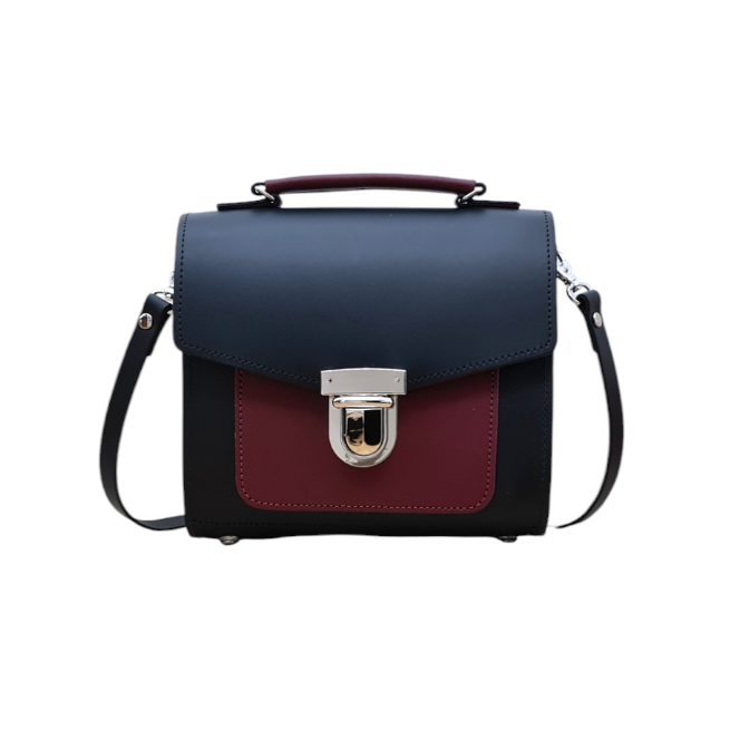 Zatchels Black & Oxblood Two Tone Sugarcube Handbag