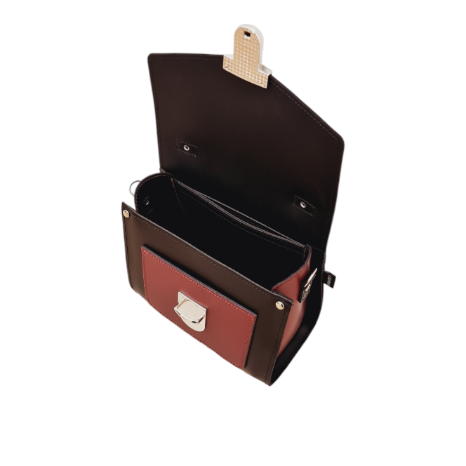Zatchels Black & Oxblood Two Tone Sugarcube Handbag