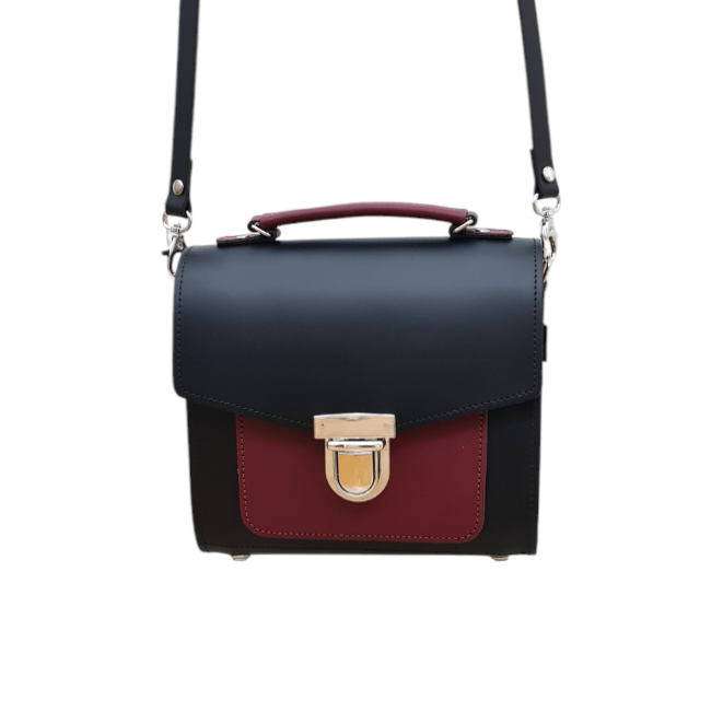 Zatchels Black & Oxblood Two Tone Sugarcube Handbag