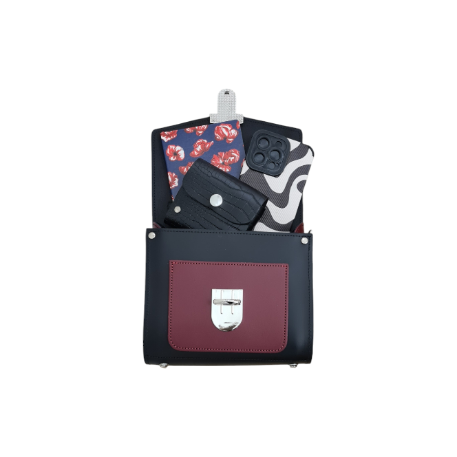 Zatchels Black & Oxblood Two Tone Sugarcube Handbag