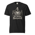 Black T-shirt with a monochrome Grim Reaper, Skull, and sinister Jack-O'-Lantern graphic surrounded by candles and gothic lettering.