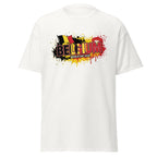 White t-shirt with Belgium World Cup 2026 design on a white background