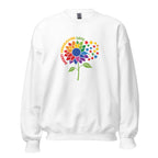 White unisex crew neck sweatshirt with long sleeves shown from the front.