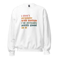 White unisex crew neck sweatshirt with long sleeves shown from the front.