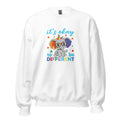 White unisex crew neck sweatshirt shown from the front.