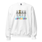 White unisex crew neck sweatshirt with long sleeves shown from the front.