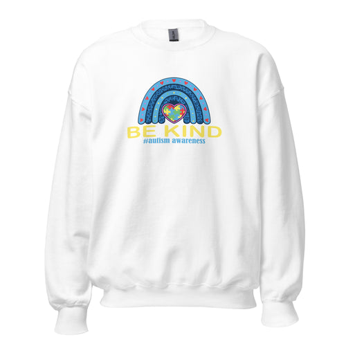 White unisex crew neck sweatshirt with long sleeves shown from the front.