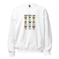 White unisex crew neck sweatshirt with long sleeves shown from the front.