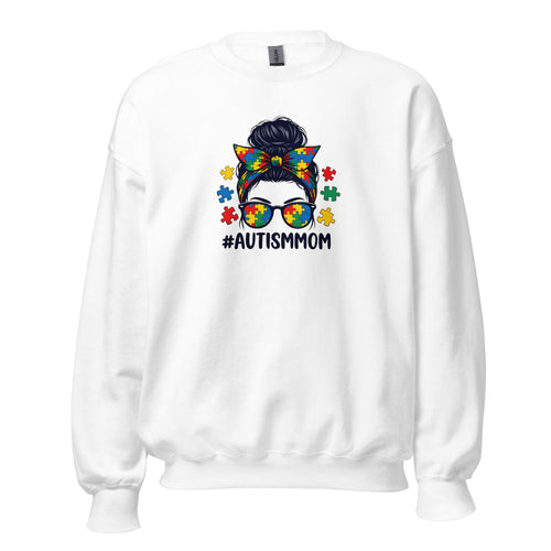 White unisex crew neck sweatshirt with long sleeves shown from the front.