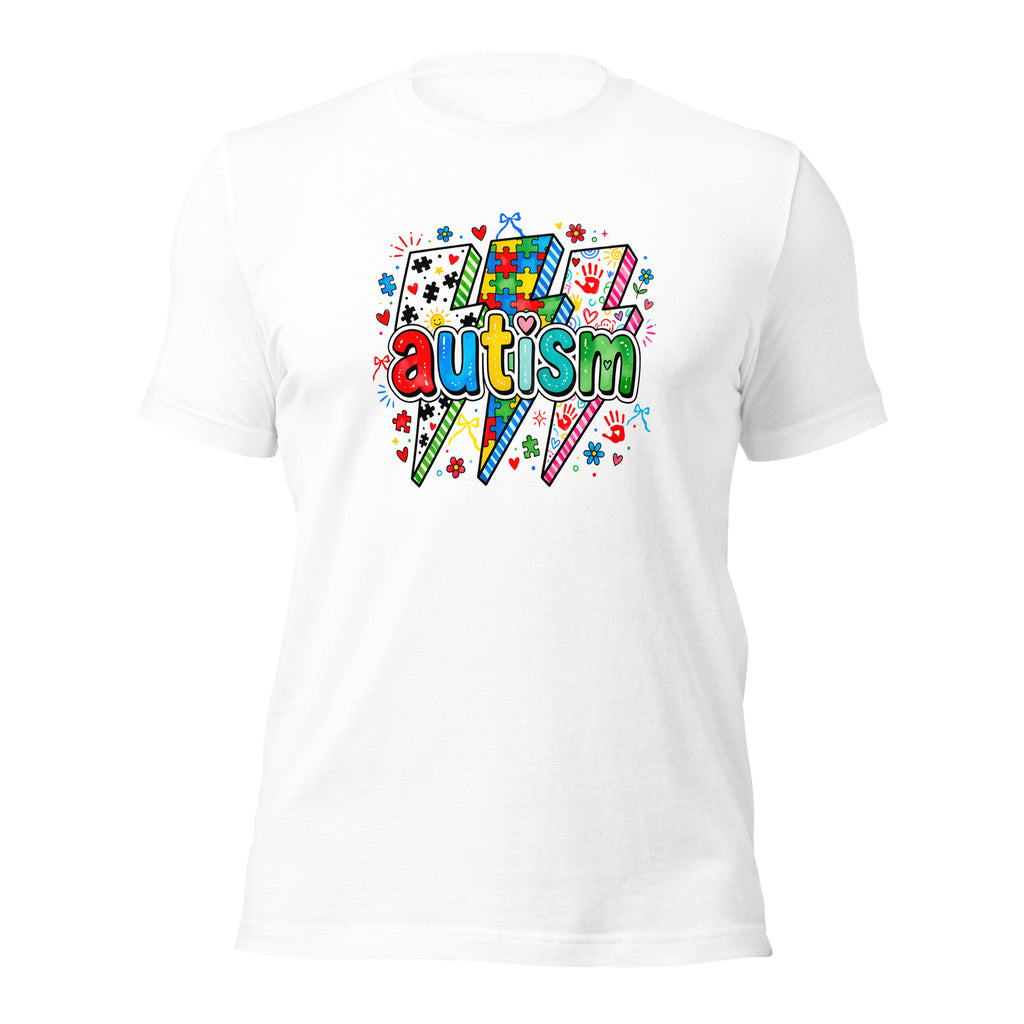 White unisex staple t-shirt shown from the front.