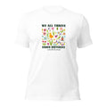 White unisex staple t-shirt shown from the front.