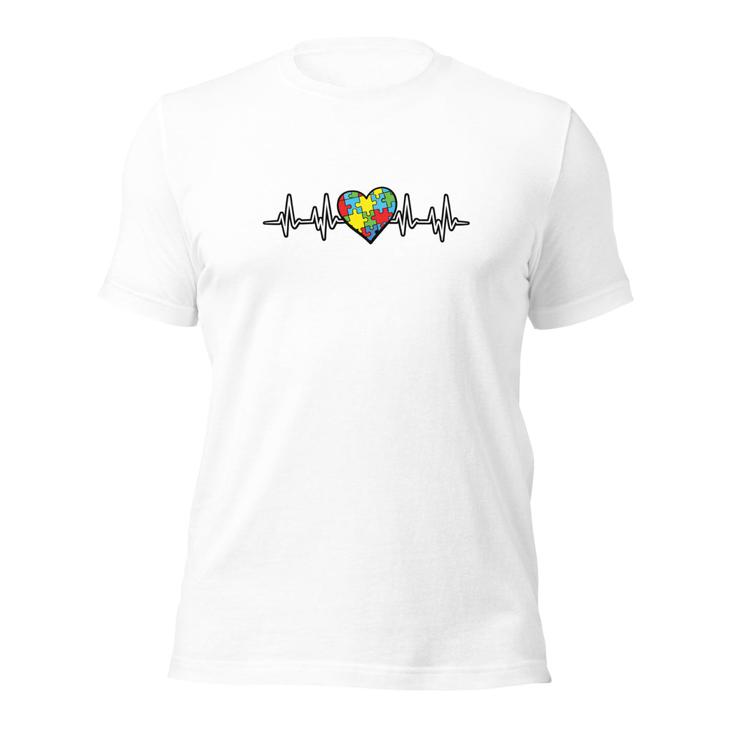 White unisex staple t-shirt shown from the front.