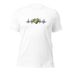 White unisex staple t-shirt shown from the front.