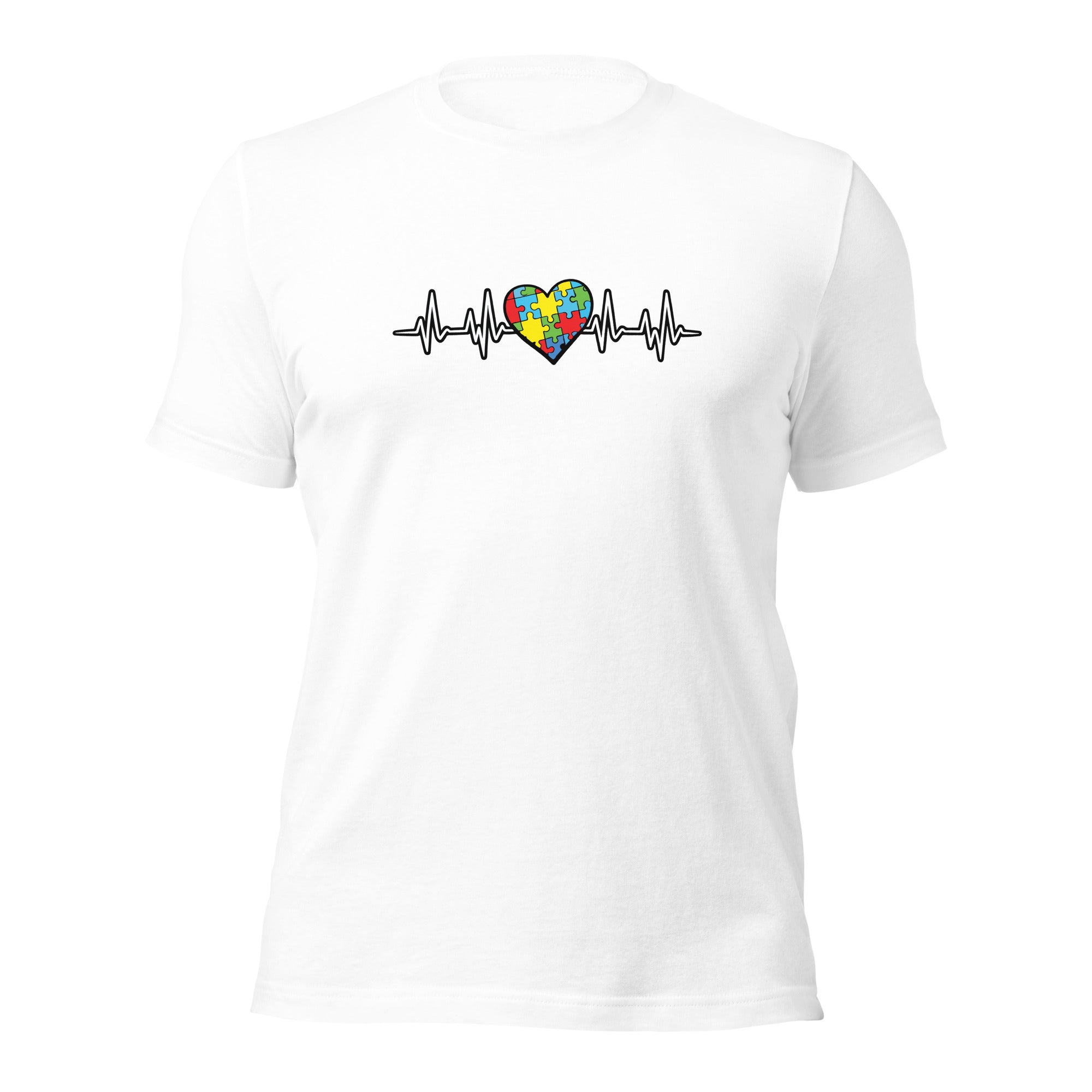 White unisex staple t-shirt shown from the front.