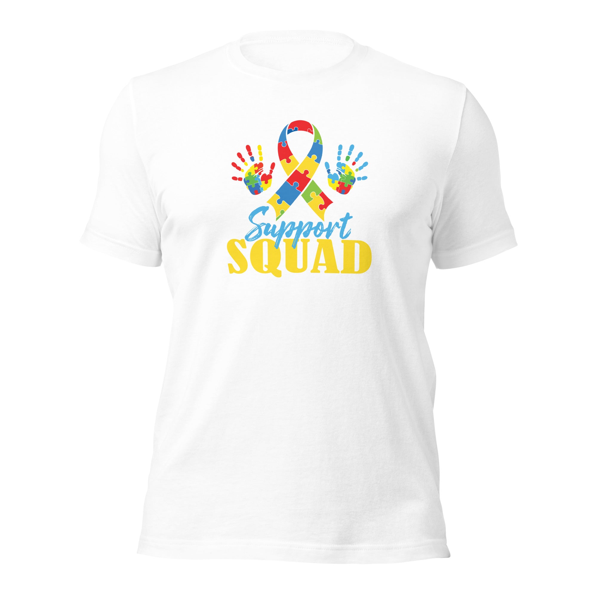White unisex staple t-shirt shown from the front.