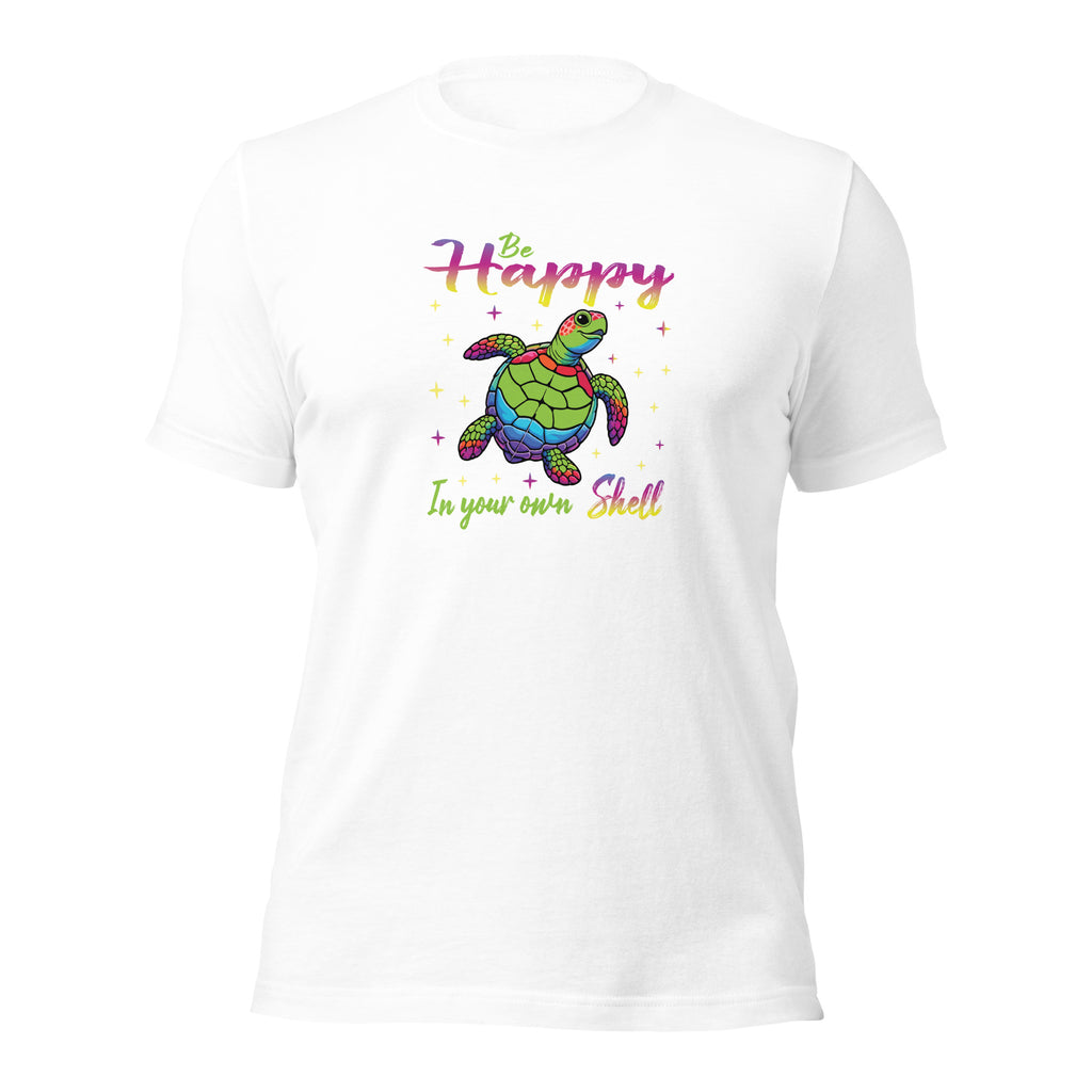 White unisex round neck t-shirt with short sleeves shown from the front.