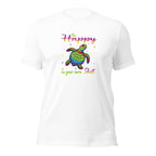 White unisex round neck t-shirt with short sleeves shown from the front.