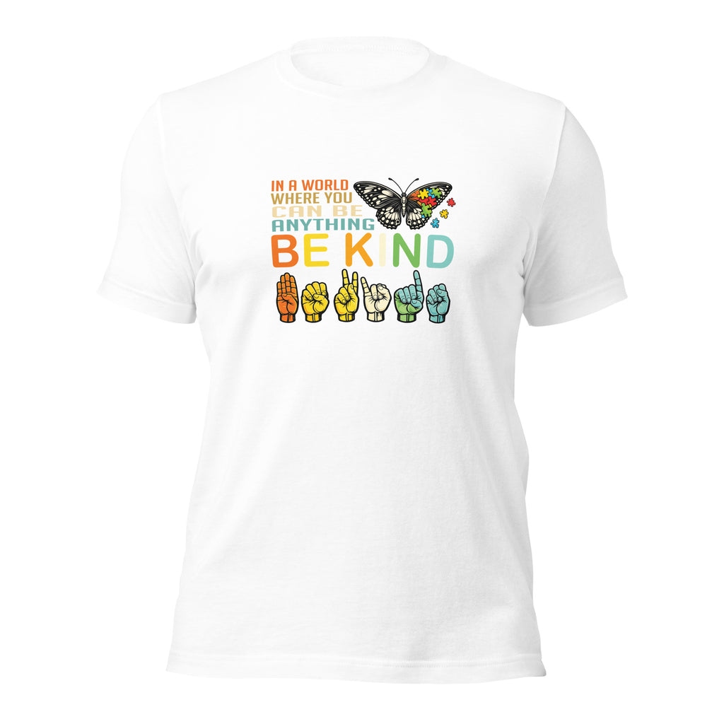 White unisex staple t-shirt shown from the front.