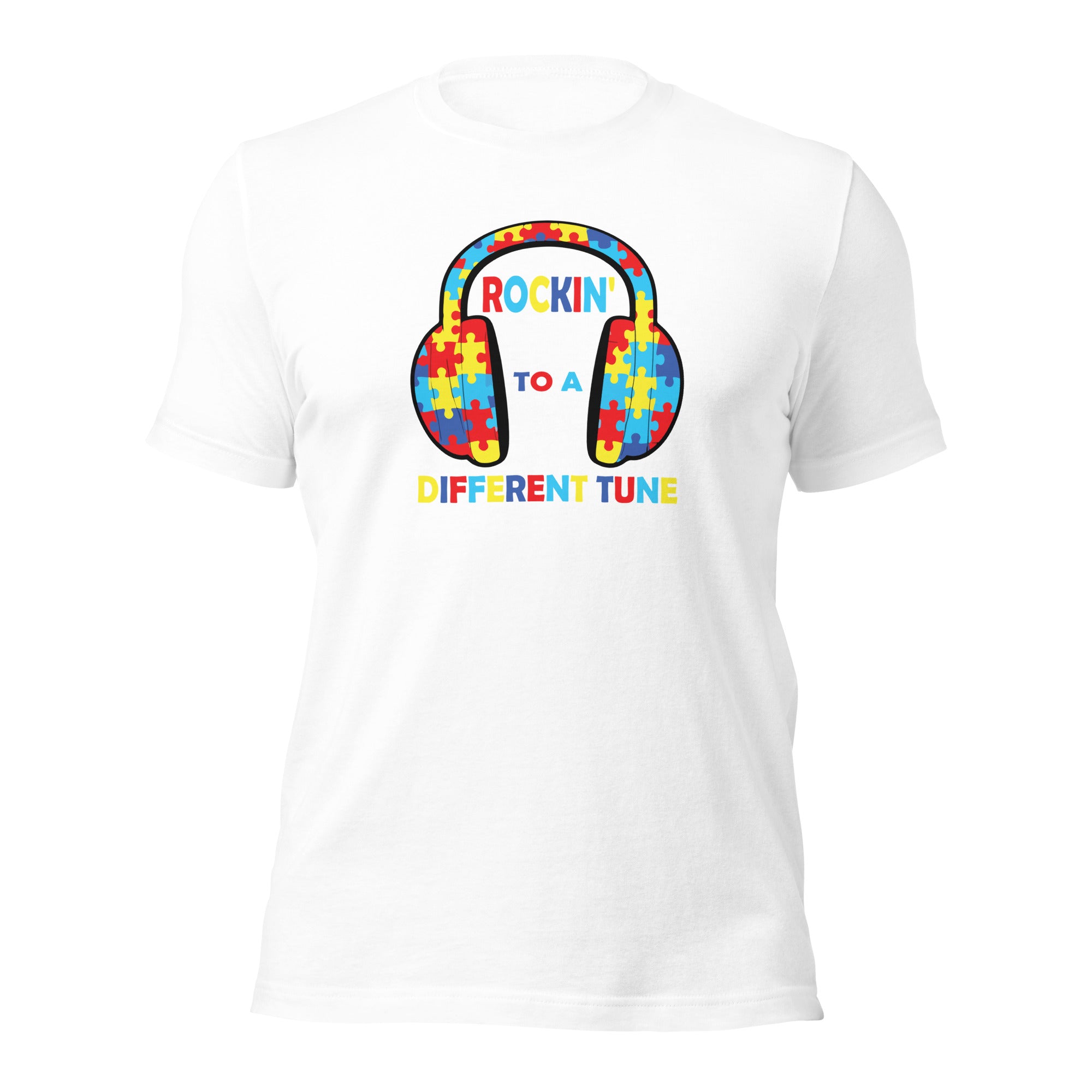 White unisex staple t-shirt shown from the front.