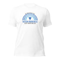 White unisex staple t-shirt shown from the front.