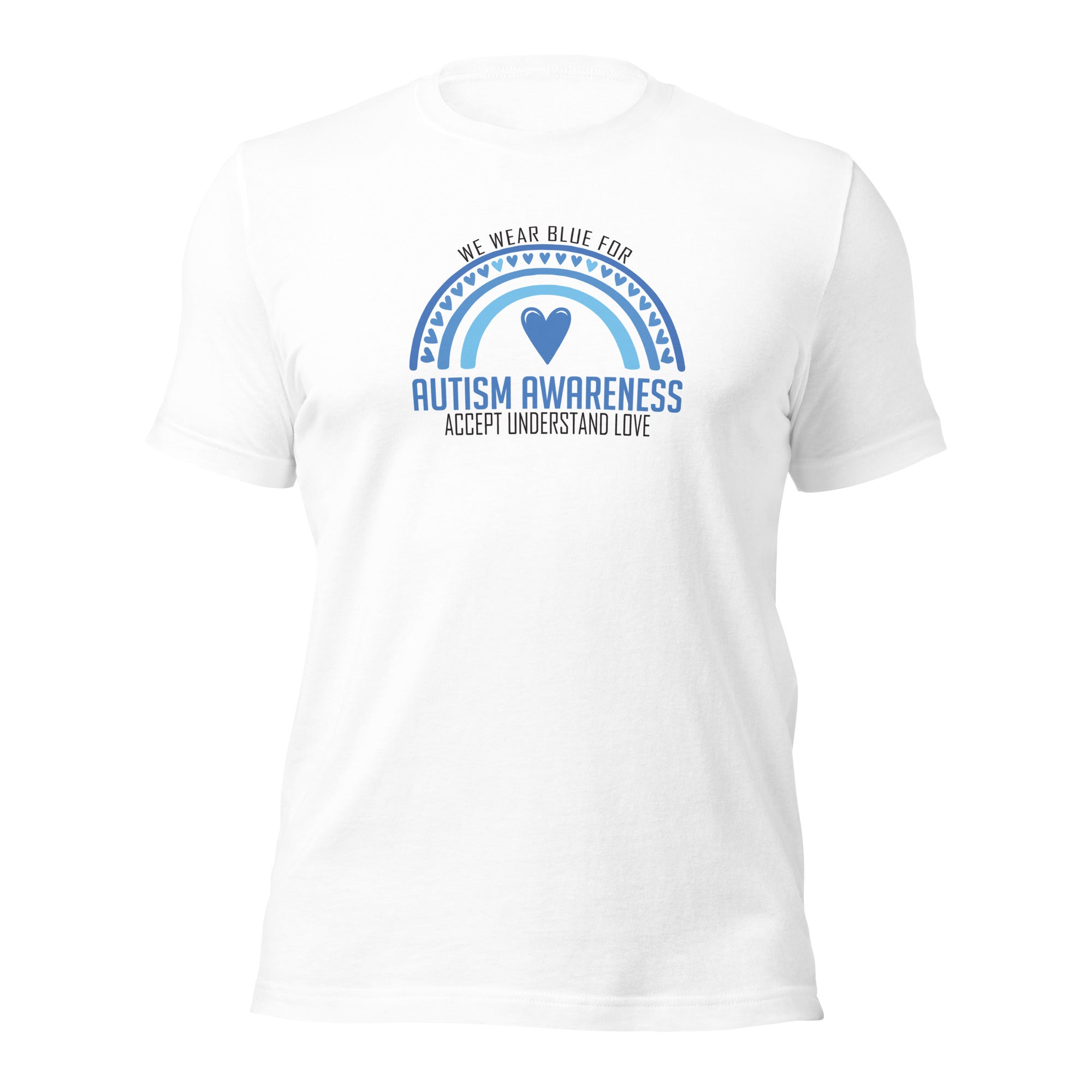 White unisex staple t-shirt shown from the front.