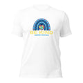 White unisex staple t-shirt shown from the front.