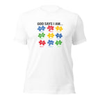 White unisex staple t-shirt shown from the front.