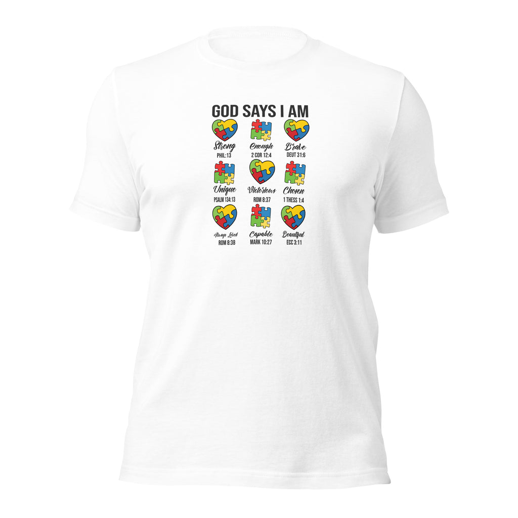 White unisex staple t-shirt shown from the front.