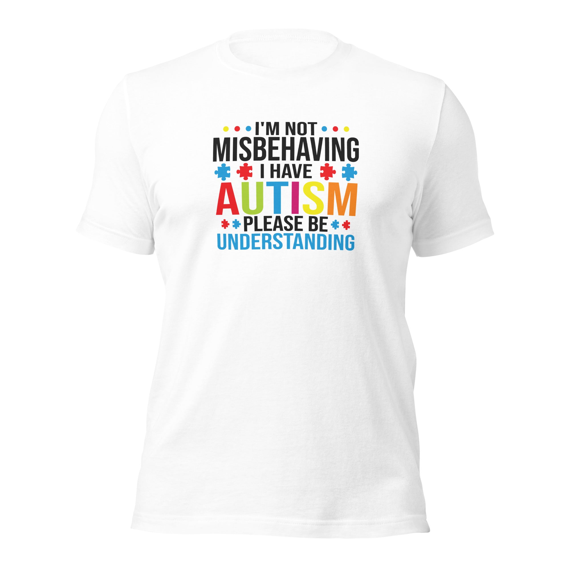 White unisex staple t-shirt shown from the front.