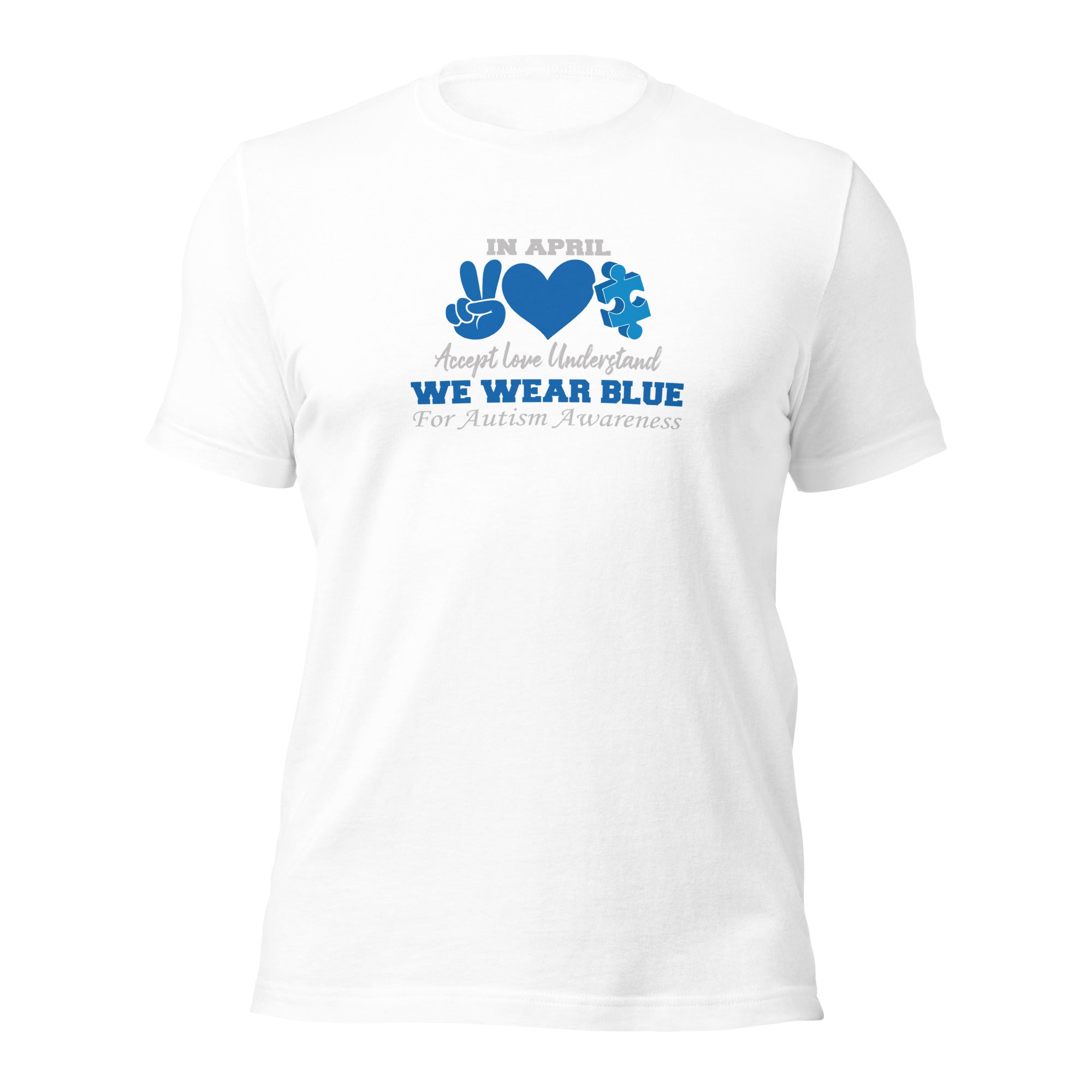 White unisex staple t-shirt shown from the front.