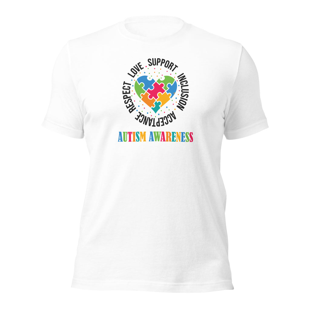 White unisex staple t-shirt shown from the front.