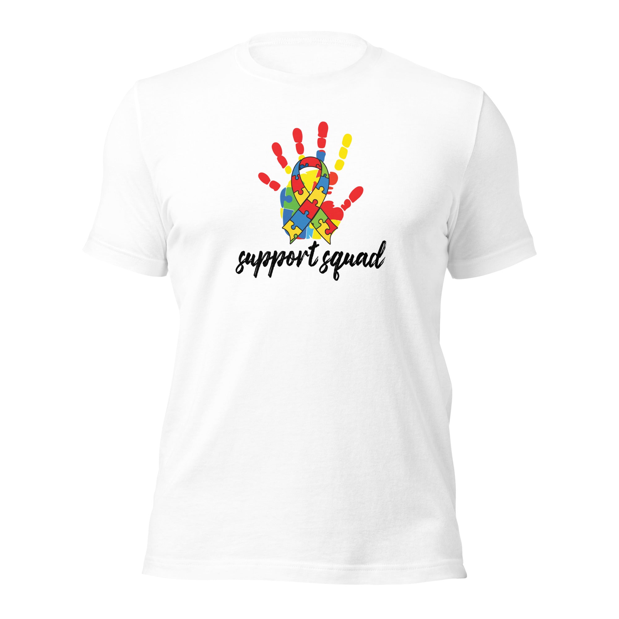 White unisex staple t-shirt shown from the front.