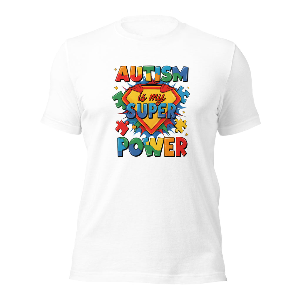 White unisex staple t-shirt shown from the front.