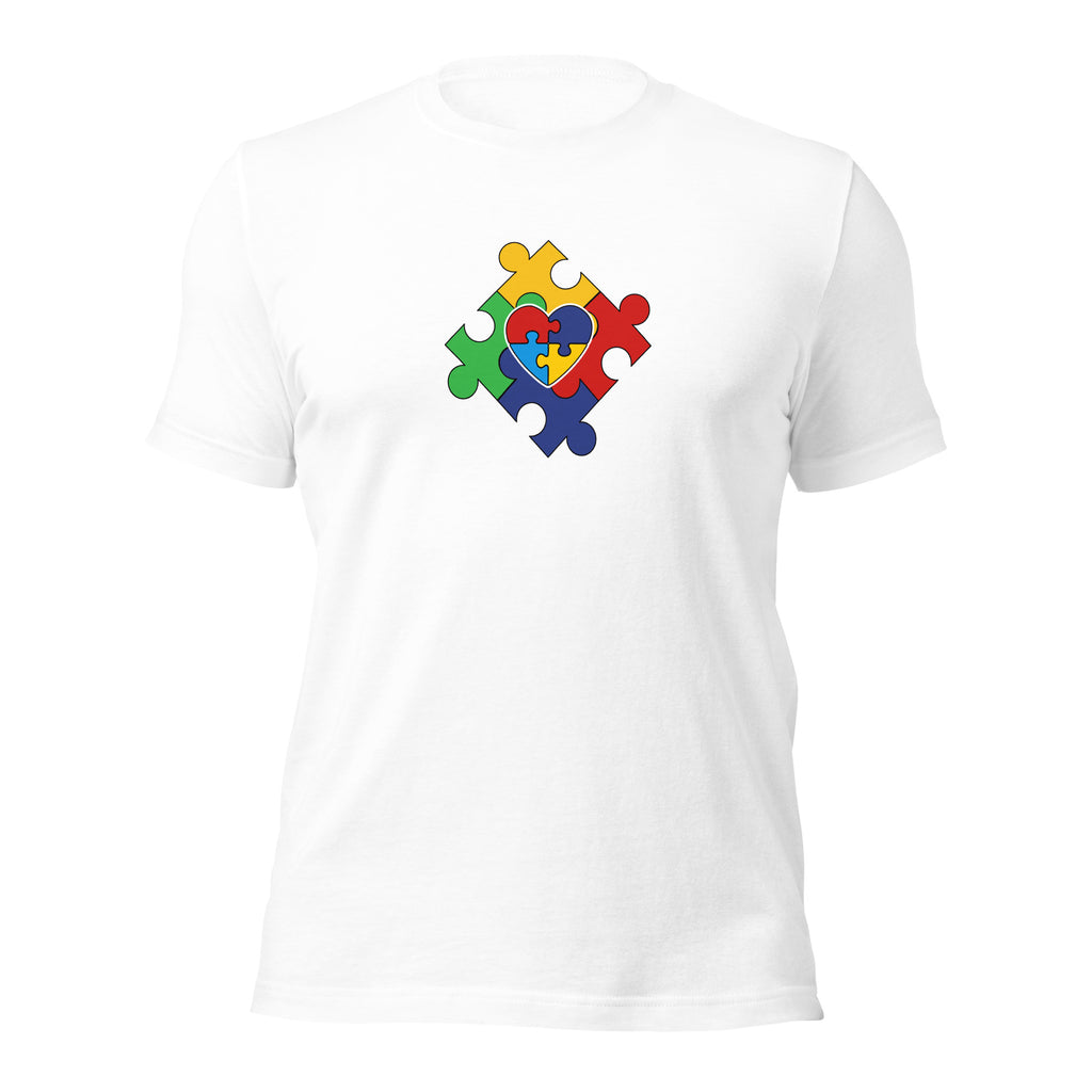 White unisex staple t-shirt shown from the front.