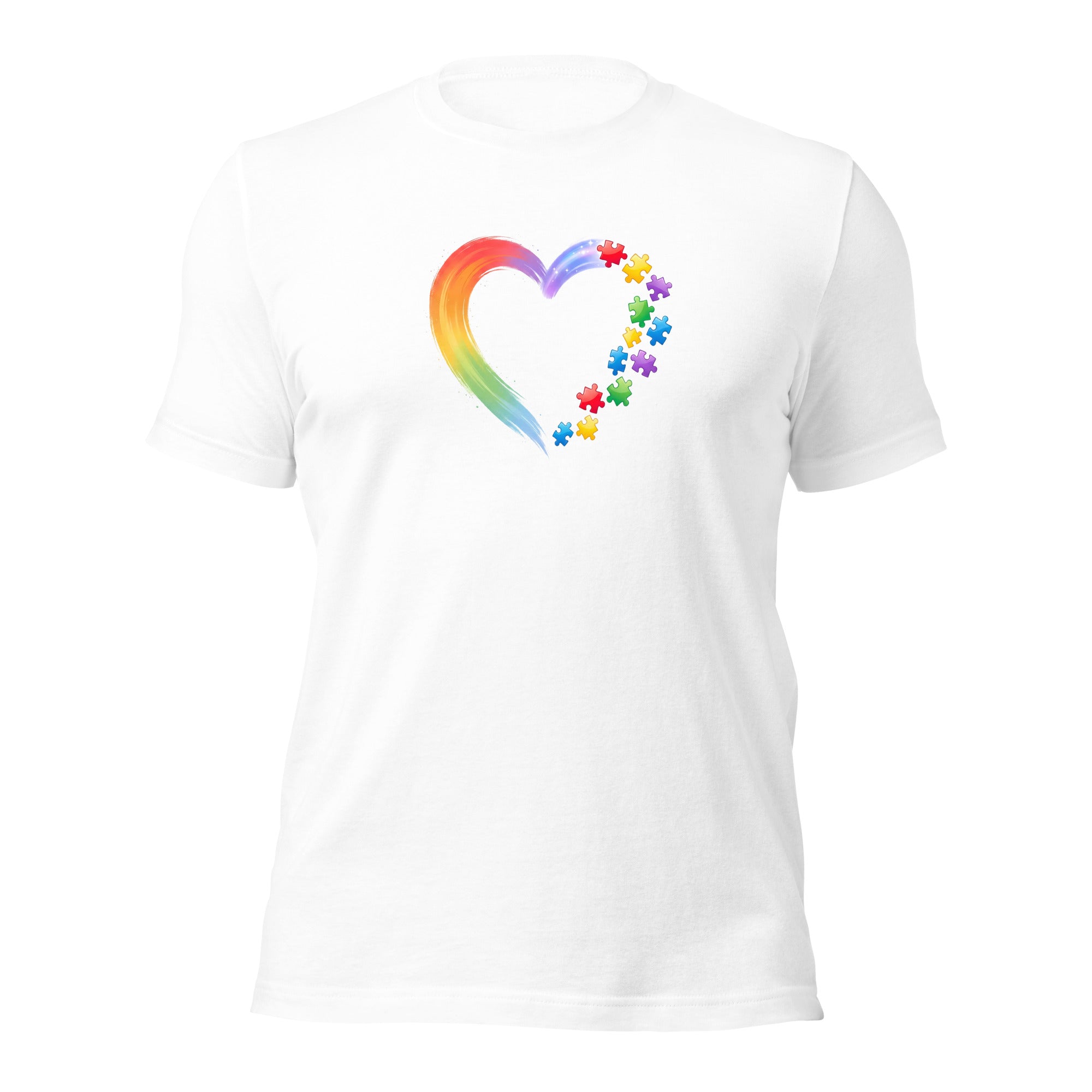 White unisex staple t-shirt shown from the front.