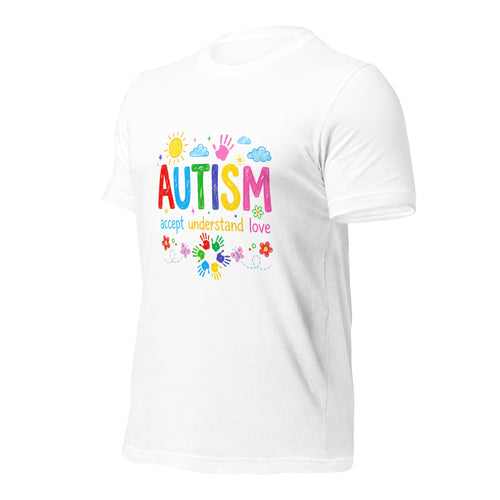 White unisex staple t-shirt shown from the left front.