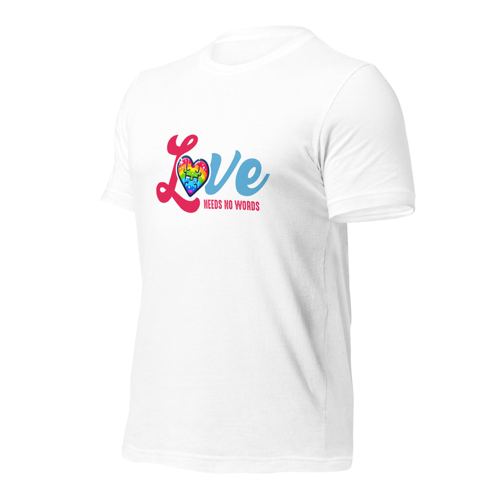 White unisex staple t-shirt shown from the left front.